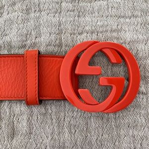 Orange interlocking G leather Gucci belt